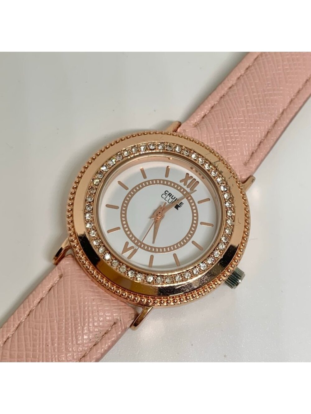 Cruise club rose gold tone women’s watch 36mm quartz analog rhinestone running